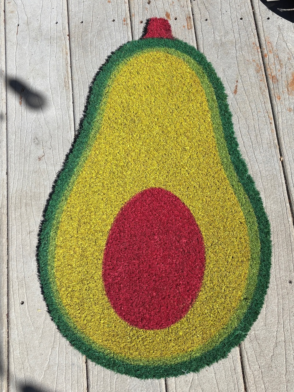 Avocado-Shaped Yellow and Green Door Mat with Red Pit - Home Accents